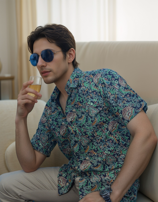 Half-Sleeve Soft Viscose Floral Printed Shirt